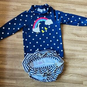 Baby Boden Swim Set - Navy and White